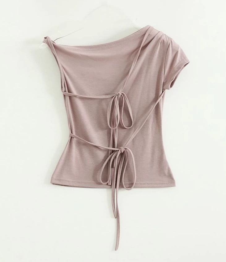 5色入！露肩綁帶不規則上衣🎀💕