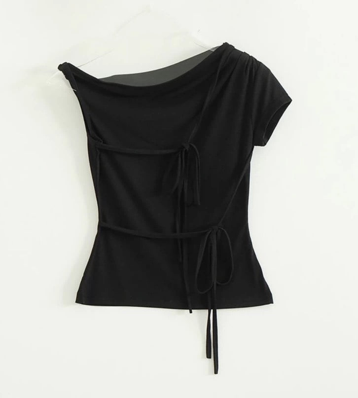 5色入！露肩綁帶不規則上衣🎀💕