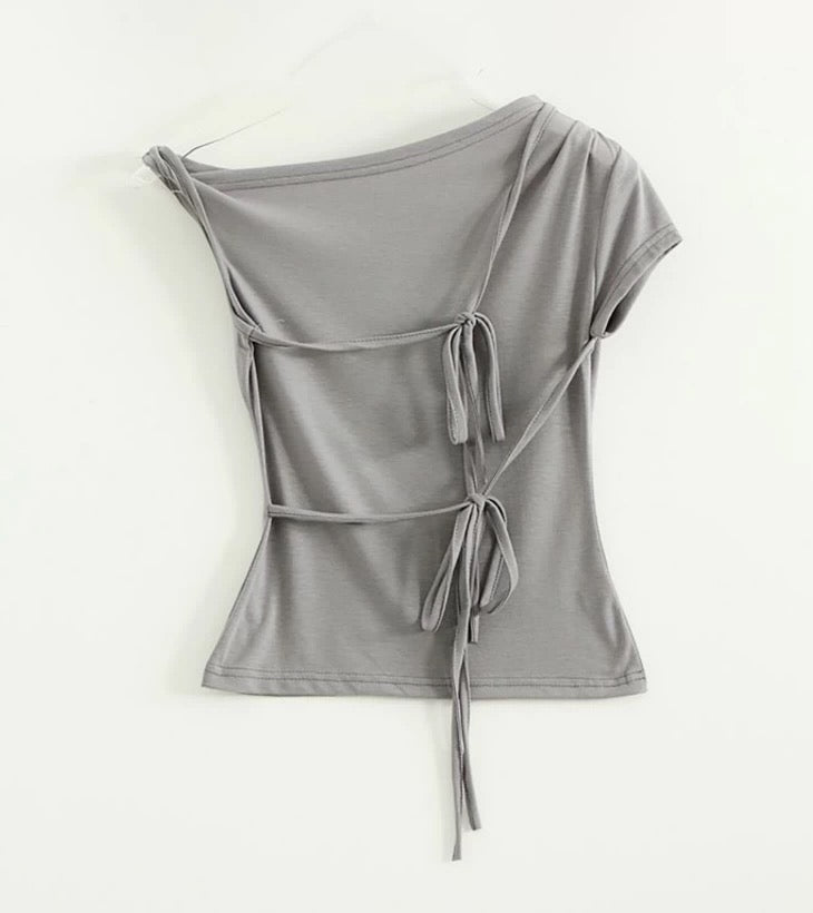 5色入！露肩綁帶不規則上衣🎀💕