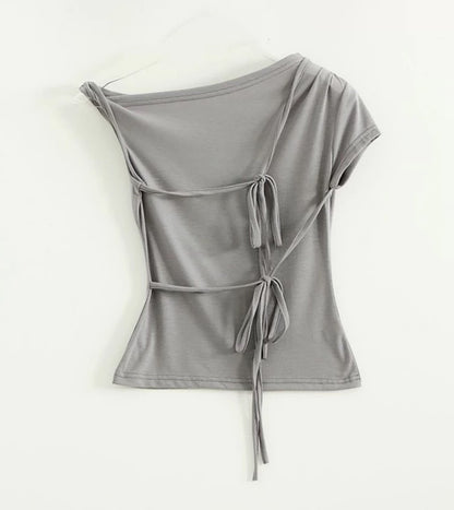 5色入！露肩綁帶不規則上衣🎀💕