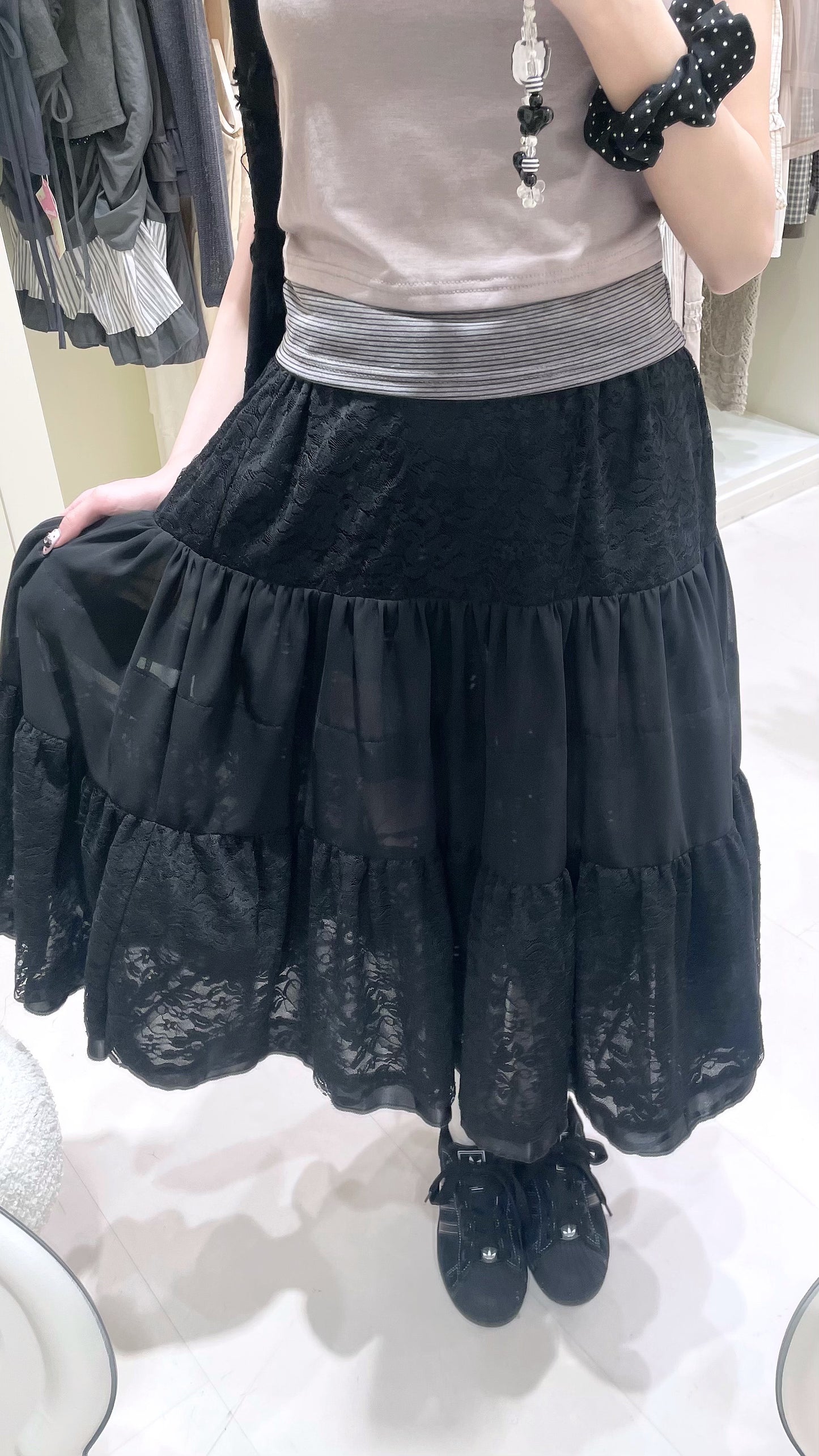 韓系蕾絲拼接長裙🖤