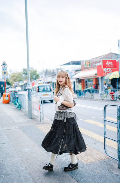 韓系蕾絲拼接長裙🖤