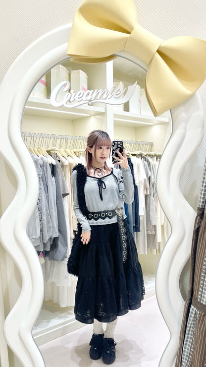 韓系蕾絲拼接長裙🖤