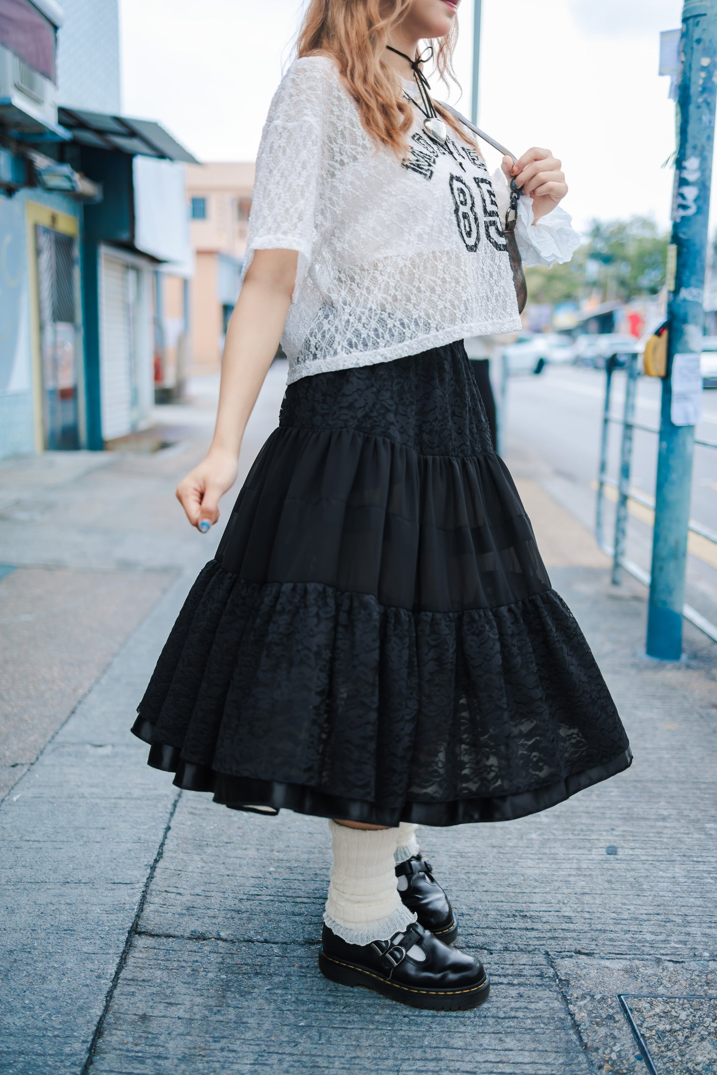 韓系蕾絲拼接長裙🖤