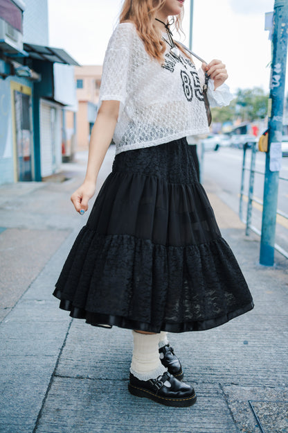 韓系蕾絲拼接長裙🖤