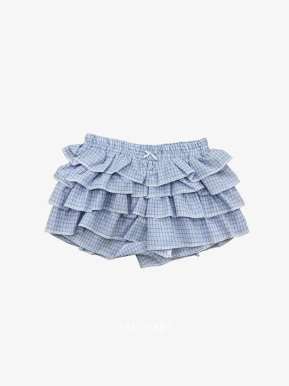 蝴蝶結蕾絲格紋短裙褲💖✨