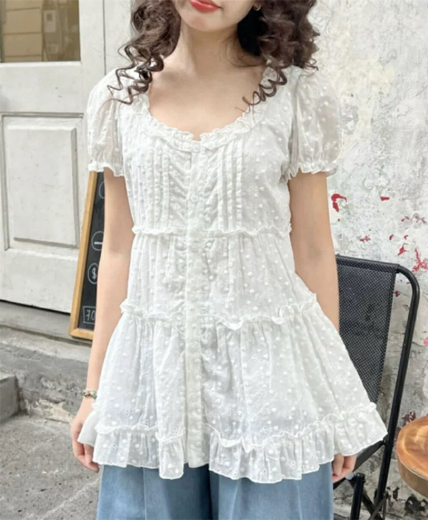 泡泡袖蕾絲OPS✨