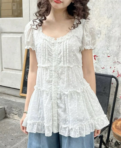 泡泡袖蕾絲OPS✨
