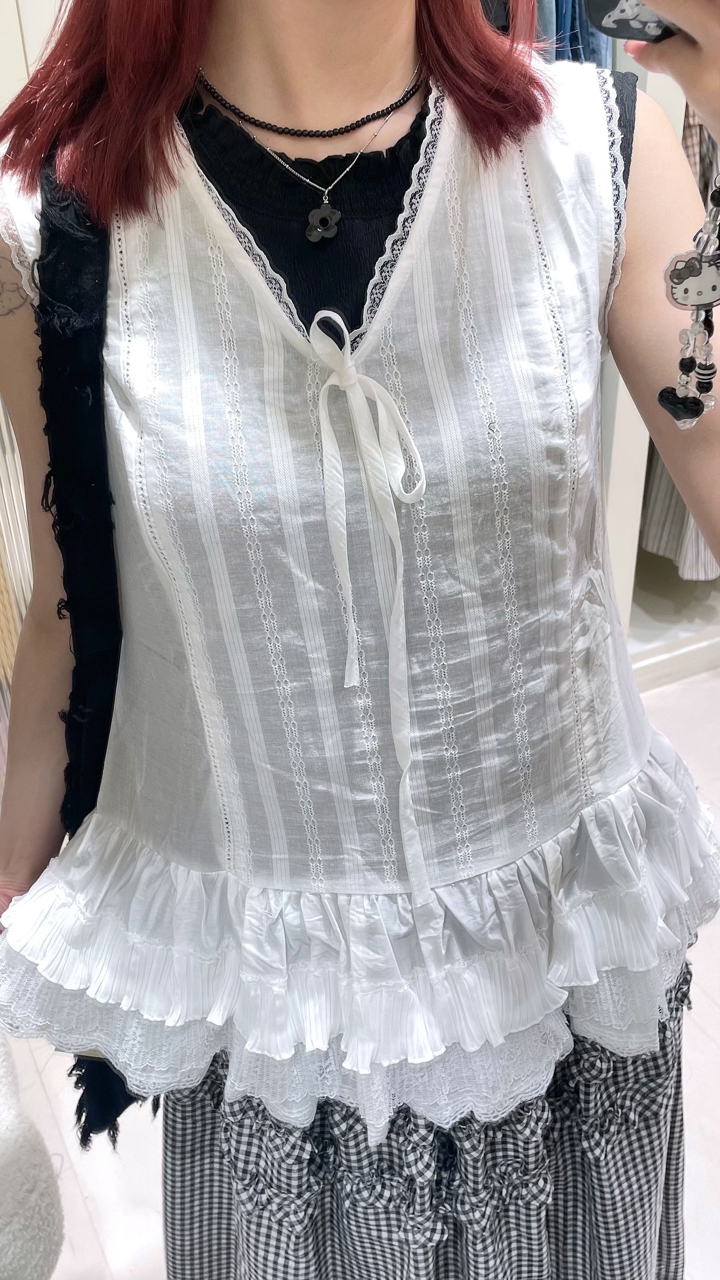 蕾絲蝴蝶結綁帶背心🌼✨