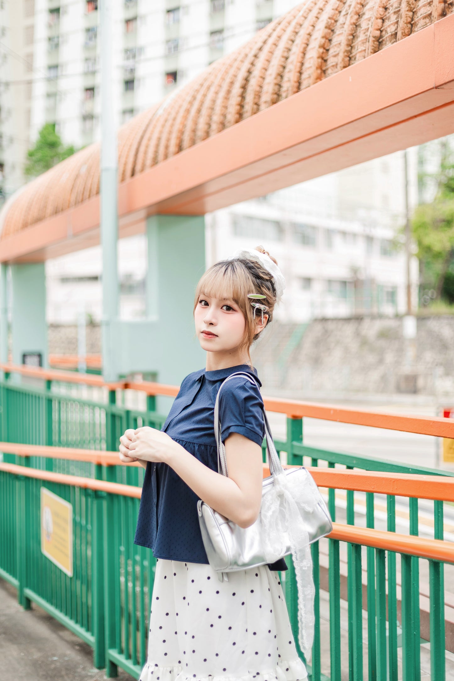 💙✨娃娃領波點日系上衣