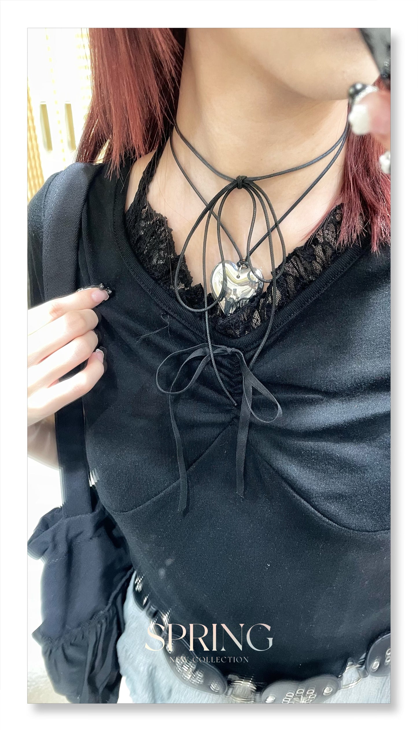 【🖤🩶三色入韓系純慾風】蕾絲掛頸蝴蝶上衣