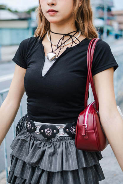 【🖤📸韓系街頭風】拼色掛頸上衣