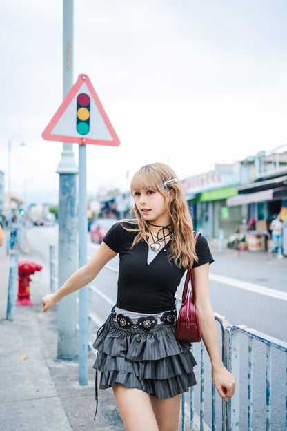 【🖤📸韓系街頭風】拼色掛頸上衣