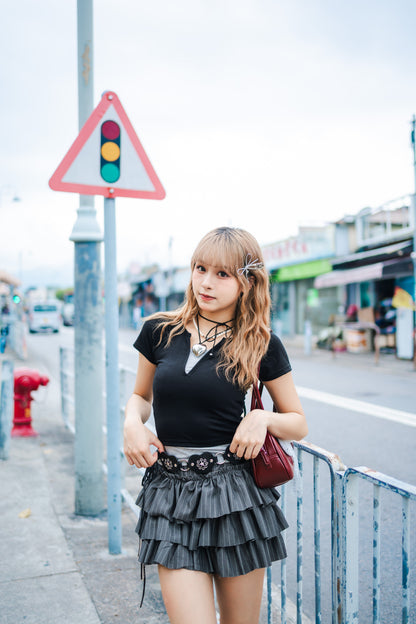 【🖤📸韓系街頭風】拼色掛頸上衣