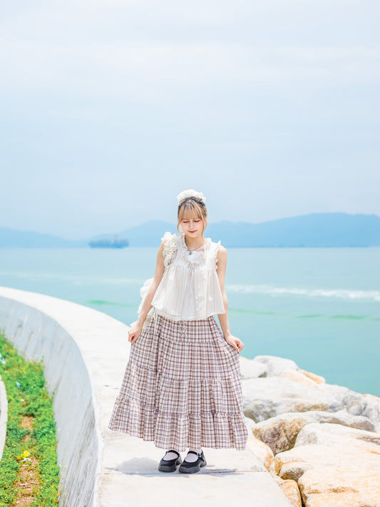 糖果色格仔ruffle蛋糕裙🎀💕