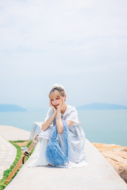 格仔Ruffle蝴蝶日系罩衫