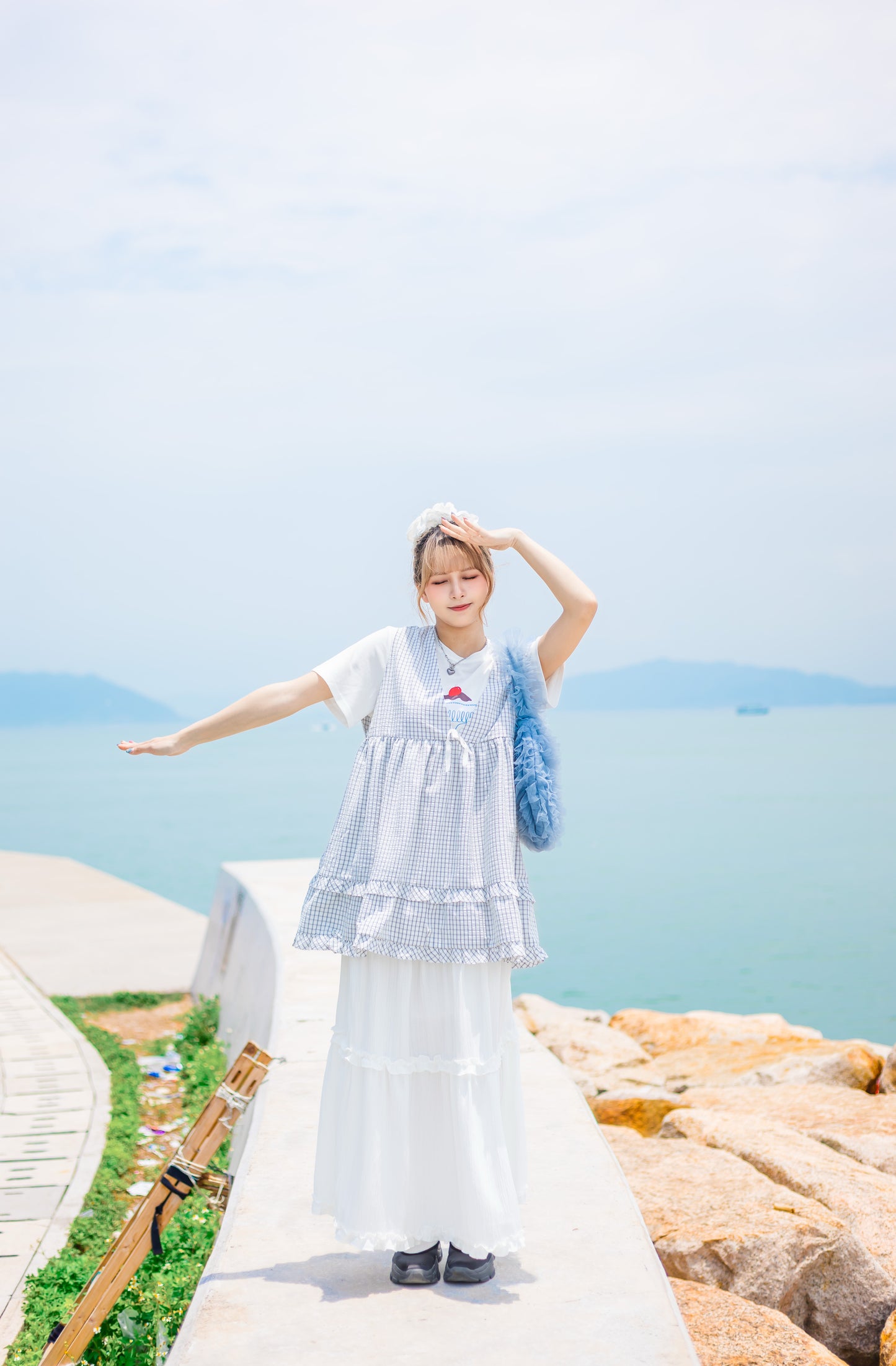 日系經典Ruffle花邊長裙🩵