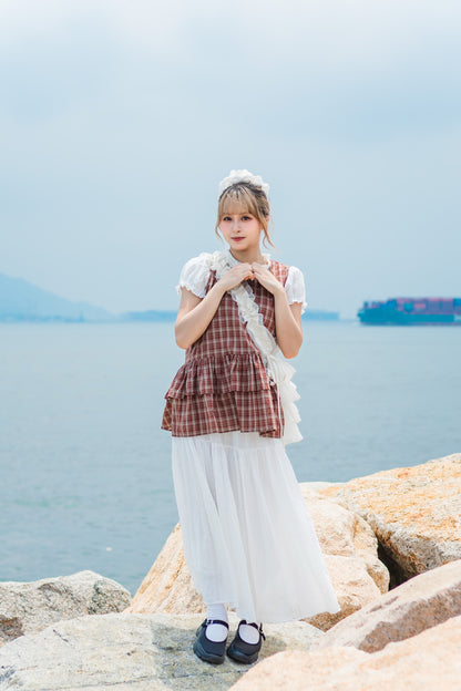 Ruffle格仔鈕扣罩衫💌