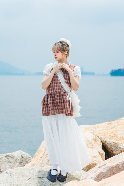 Ruffle格仔鈕扣罩衫💌