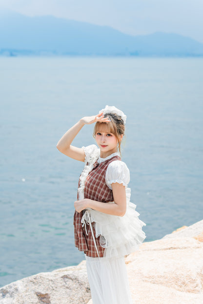Ruffle格仔鈕扣罩衫💌