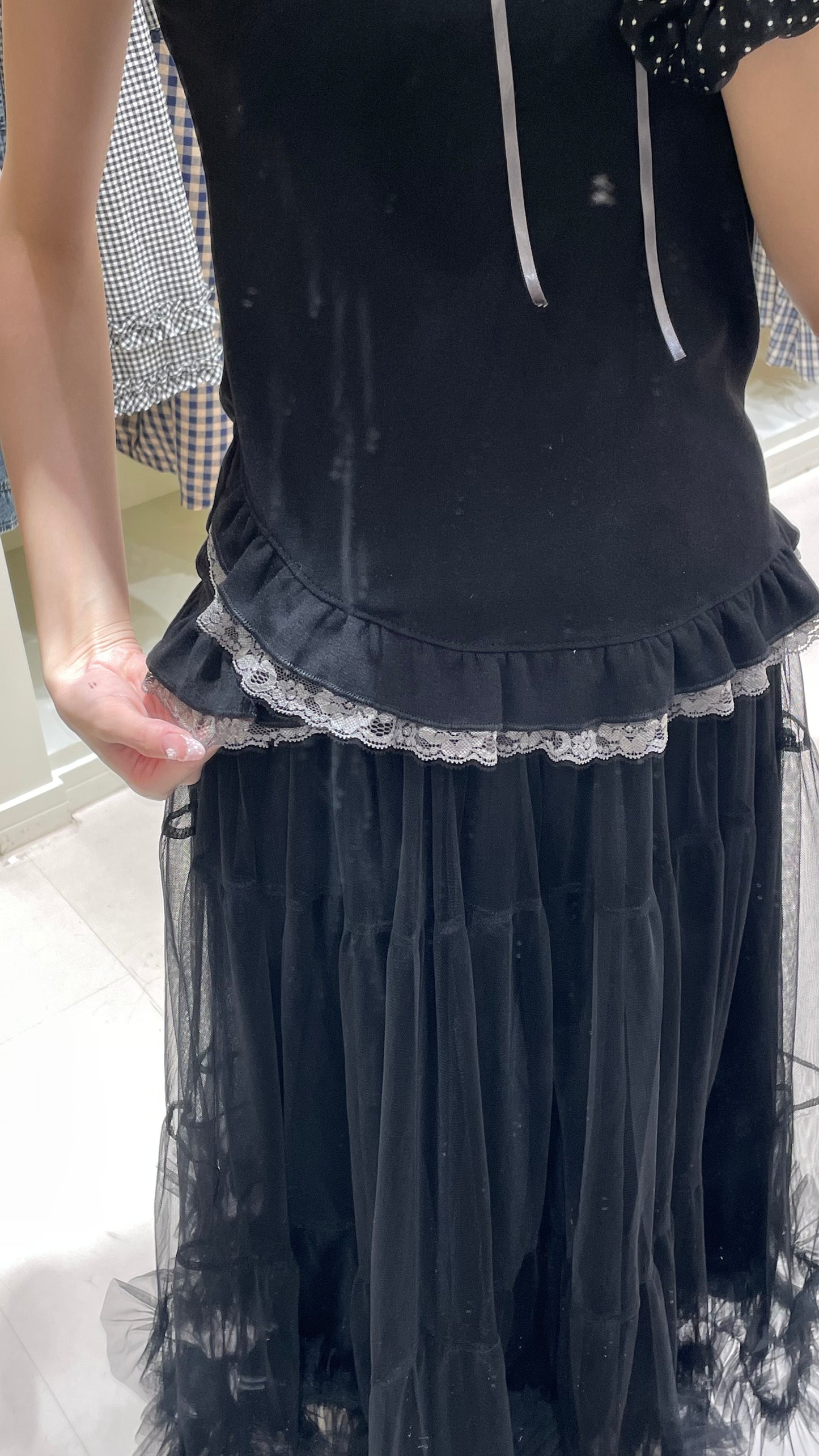 蕾絲蝴蝶上衣+ 日系莎莎裙🖤✨