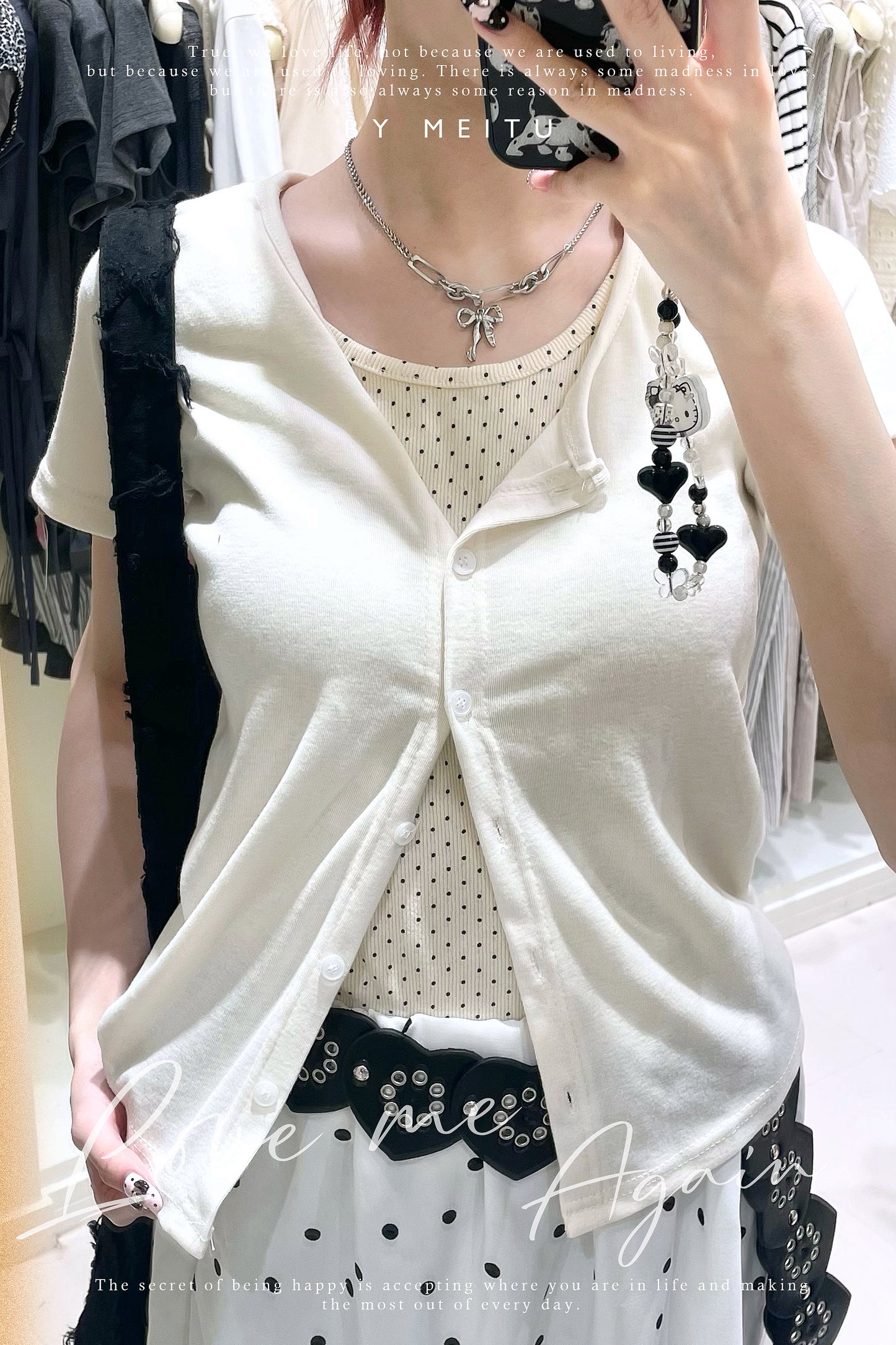 韓系波點上衣+短裙套裝✨