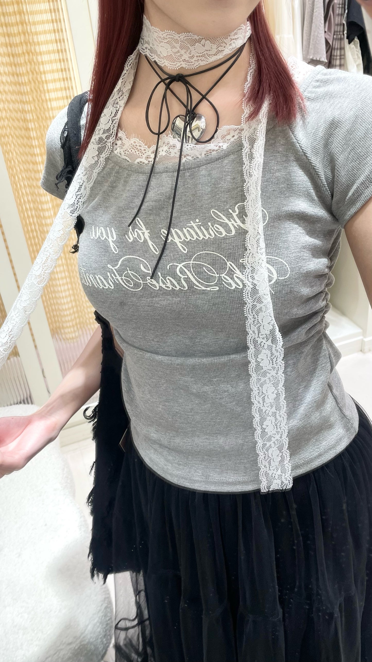 韓系蕾絲掛頸上衣+長裙套裝🖤🩶
