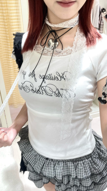 韓系蕾絲掛頸上衣+長裙套裝🖤🩶