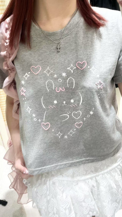 韓系小兔拼條上衣