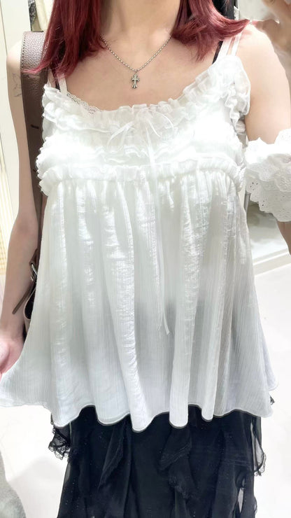 蕾絲吊帶罩衫+長裙套裝🎀✨