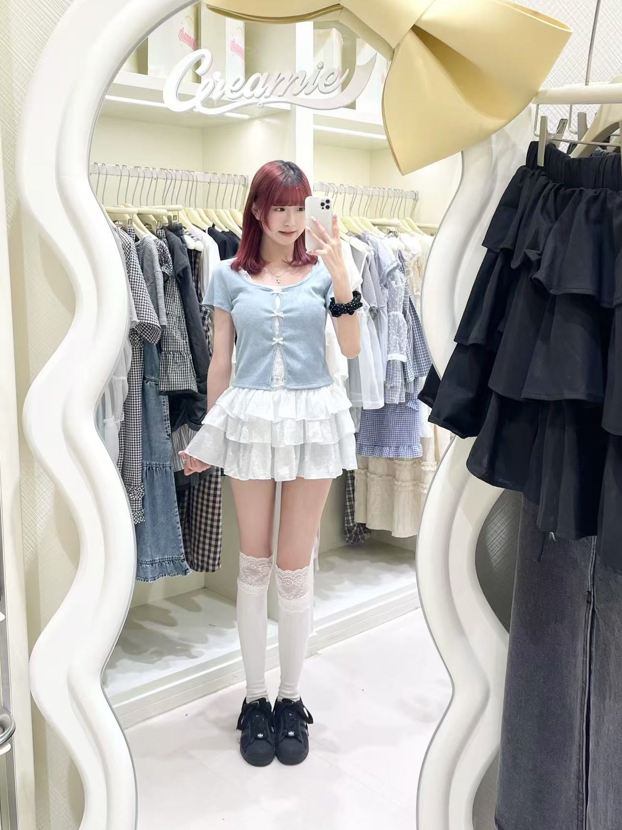 熱賣芭蕾風上衣+短裙套裝🩵🤍