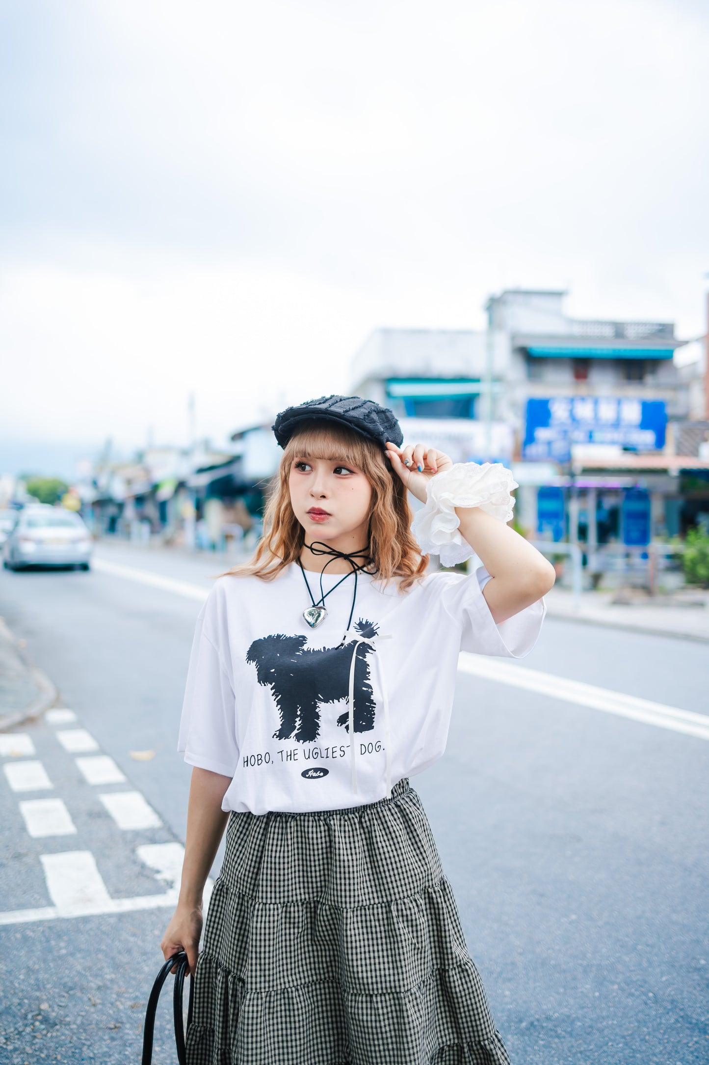 小狗蝴蝶絲帶長Tee