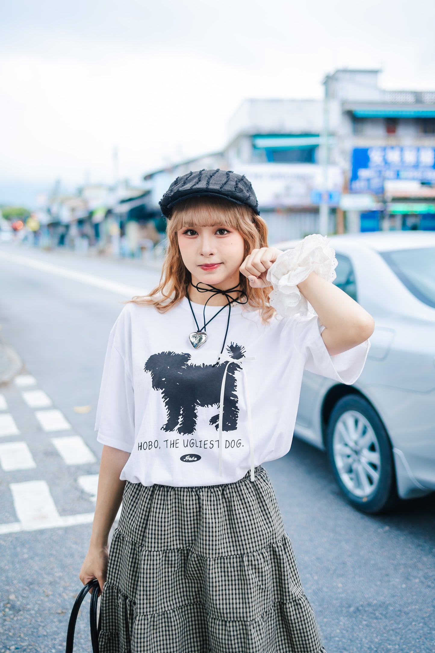 小狗蝴蝶絲帶長Tee