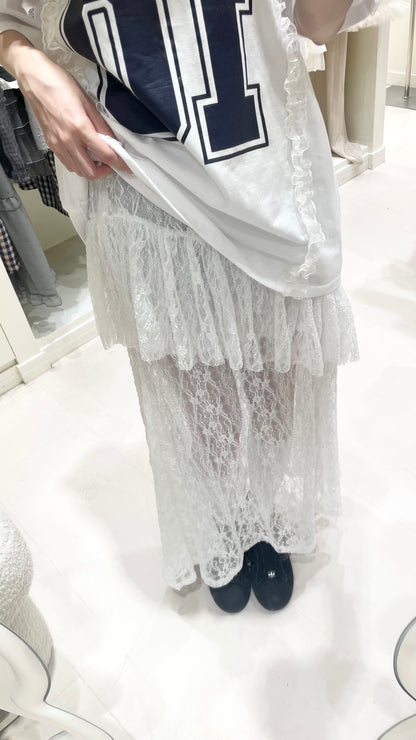 棒球風蕾絲上衣+長裙套裝💙🛒