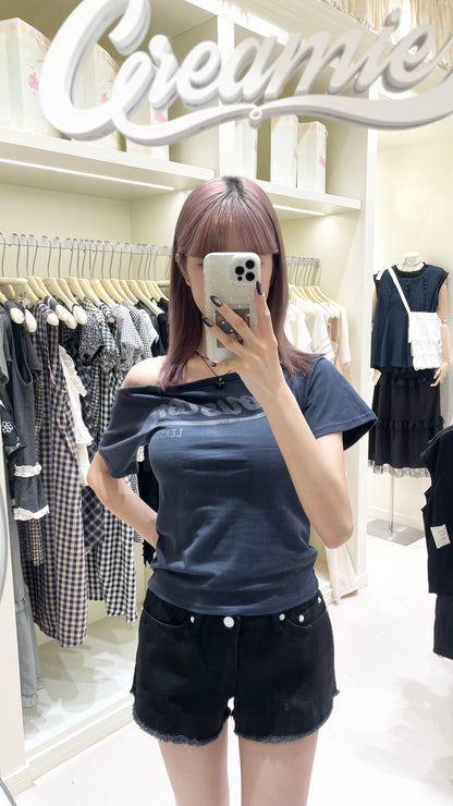 Houston斜肩上衣+短褲套裝🖤
