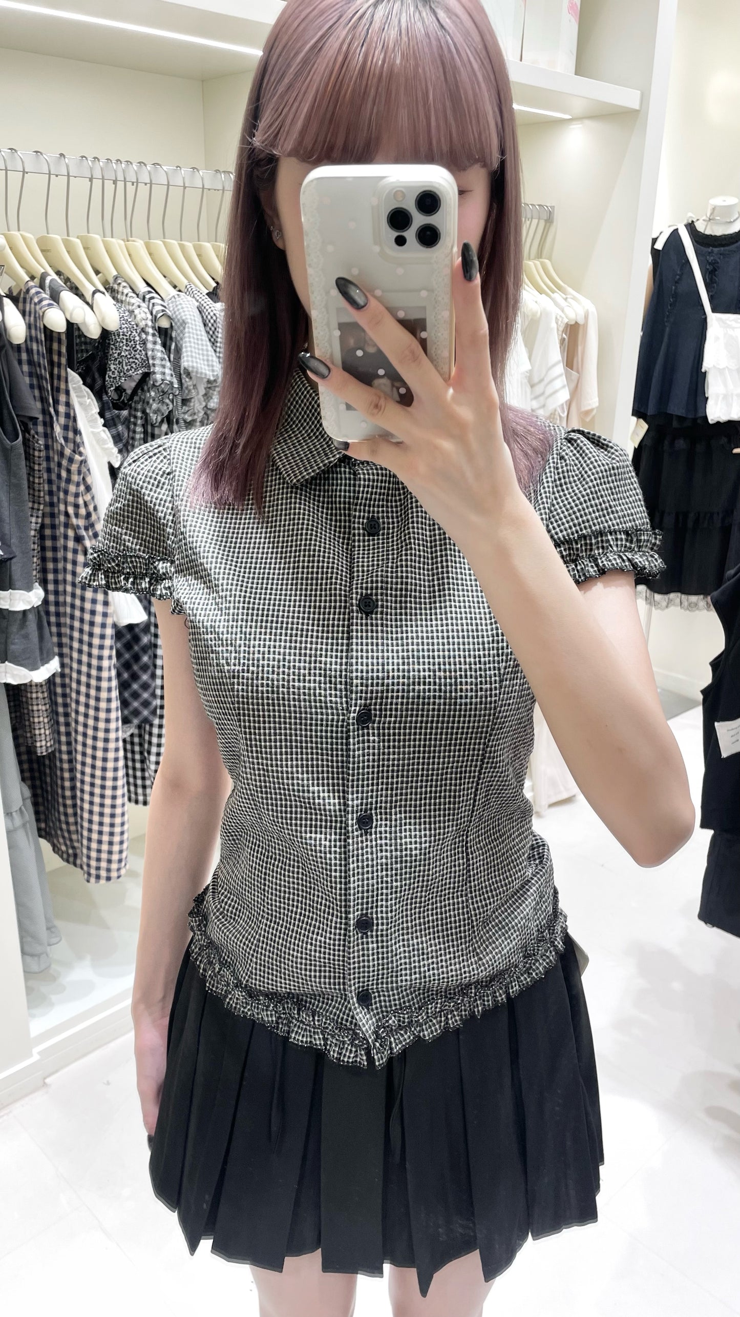 復古韓系格仔套裝🛒🖤