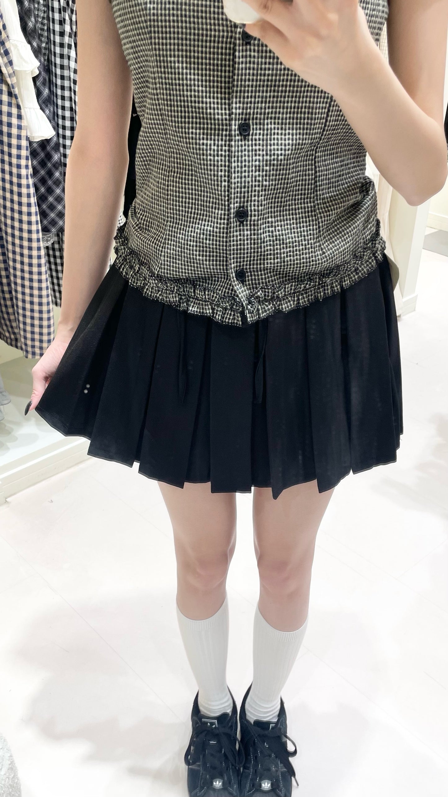 復古韓系格仔套裝🛒🖤