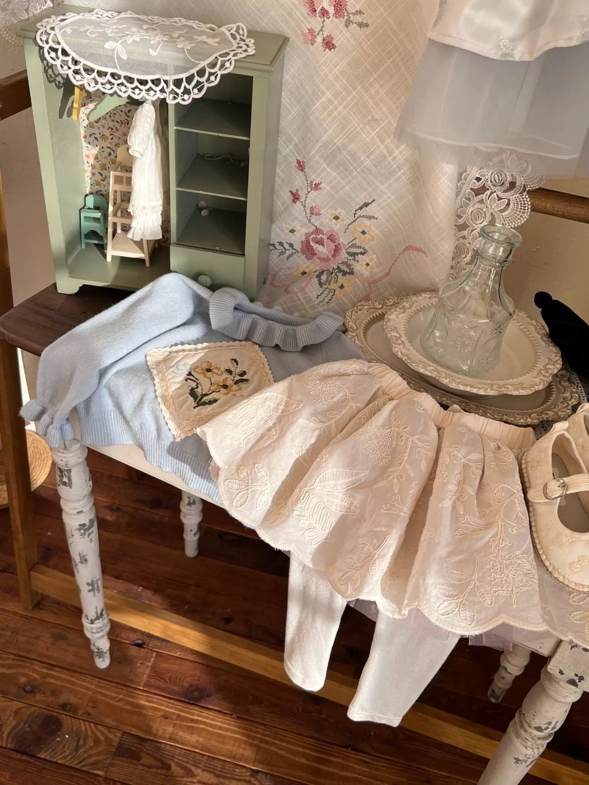 鬆緊花花刺繡半身裙🎀