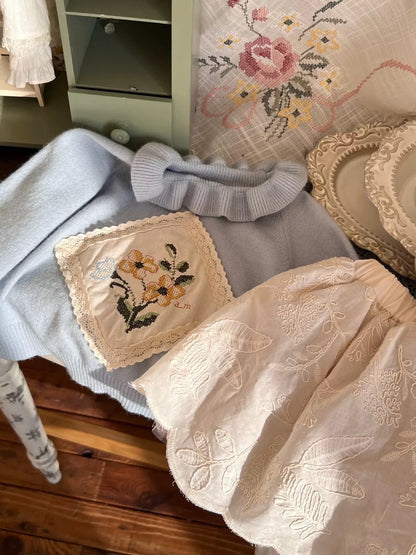 鬆緊花花刺繡半身裙🎀