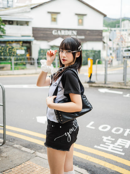 You Love Me❣️拼色字母短褲