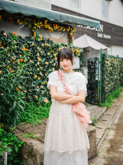 日系吊帶花花綁帶罩衫