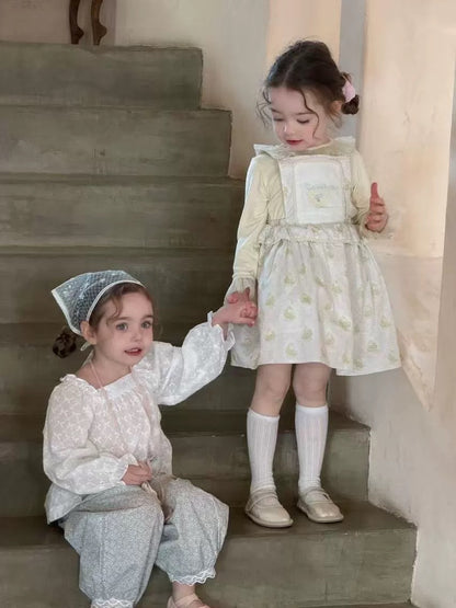 圓領網紗花邊長袖🐰