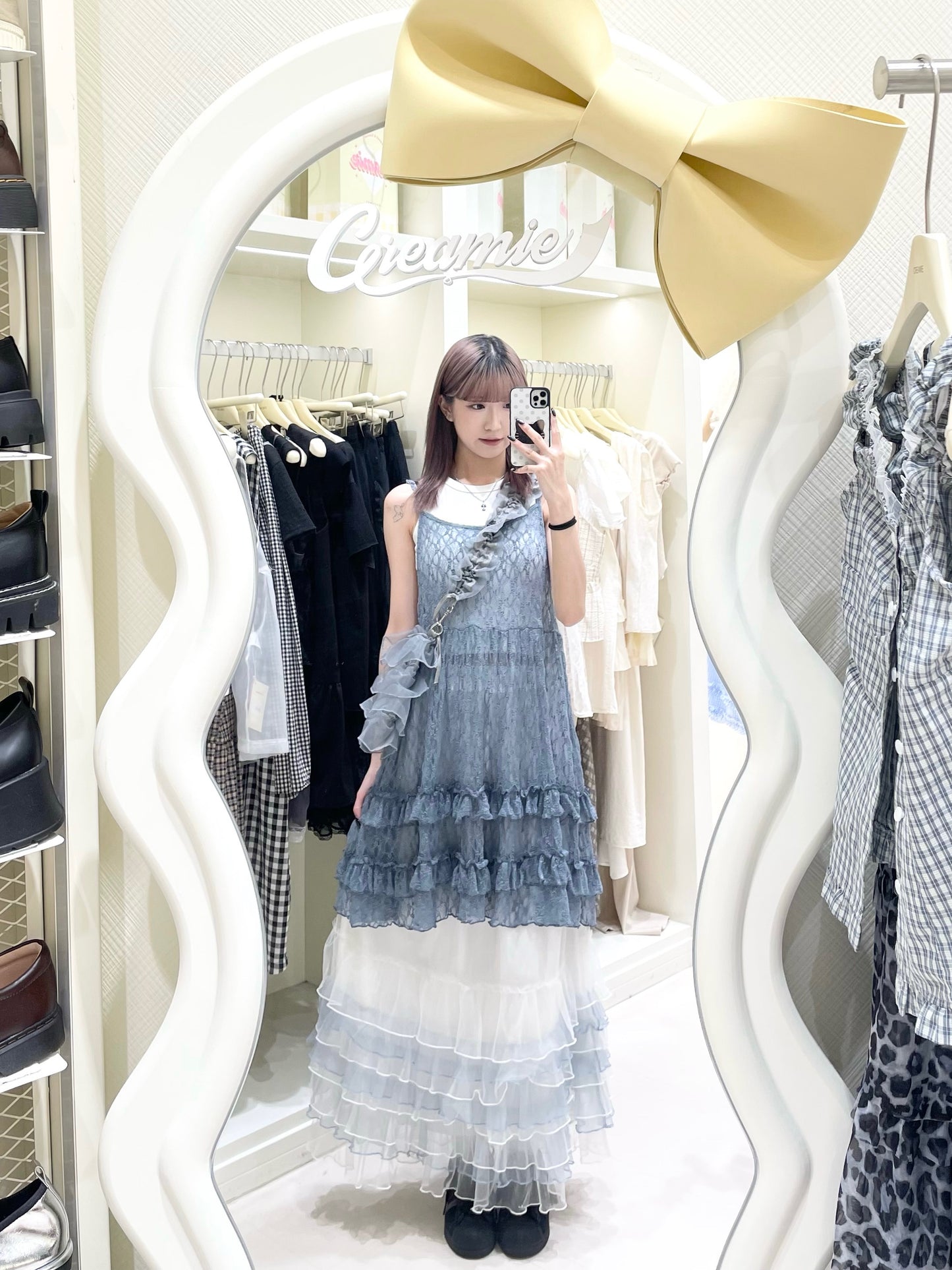 法式蕾絲疊穿套裝🩵