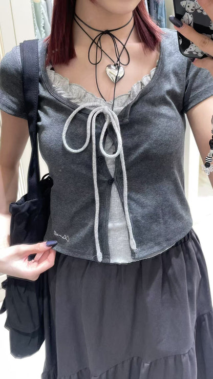 甜辣風短款上衣搭不規則長裙🧀