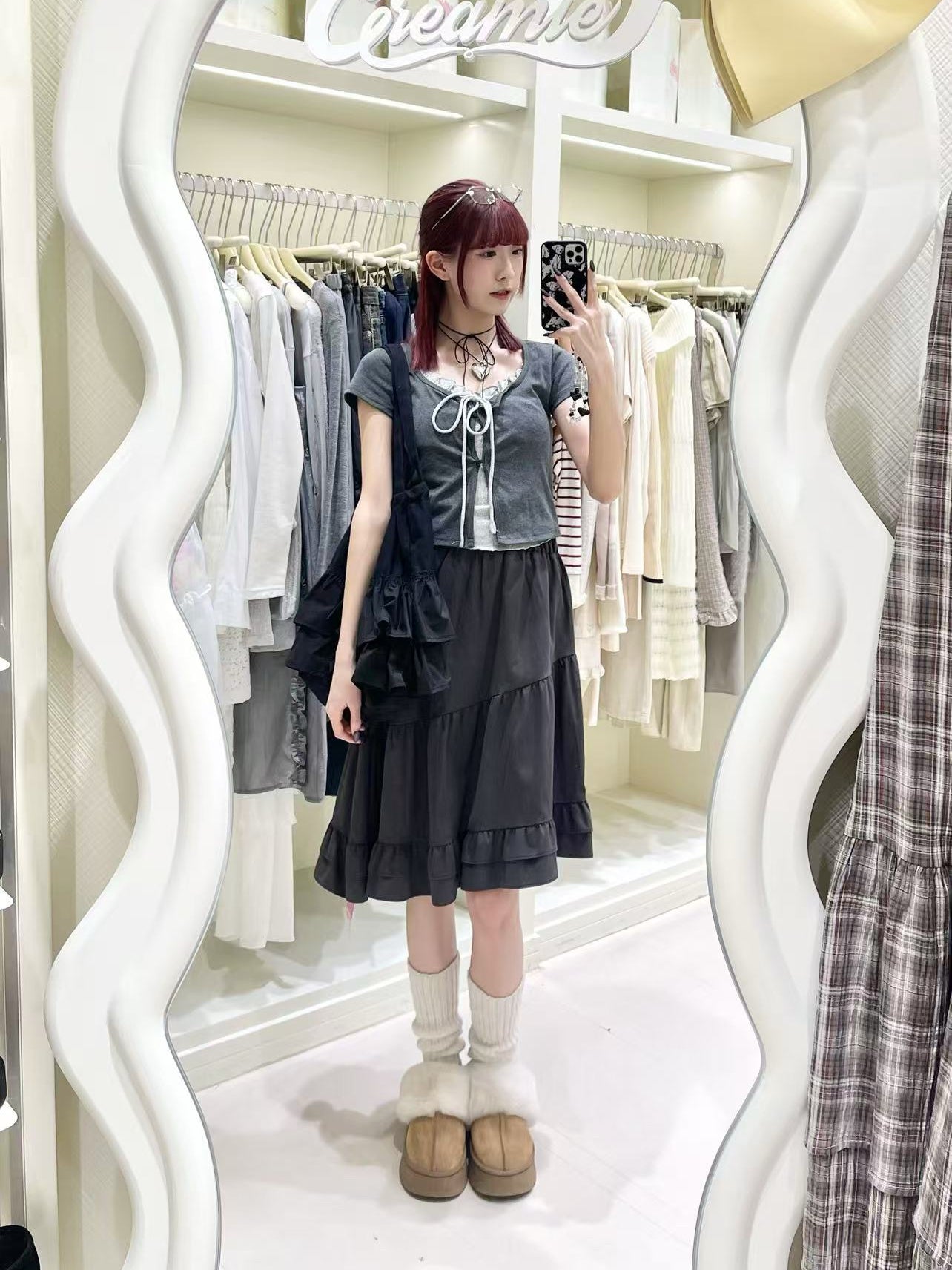 甜辣風短款上衣搭不規則長裙🧀