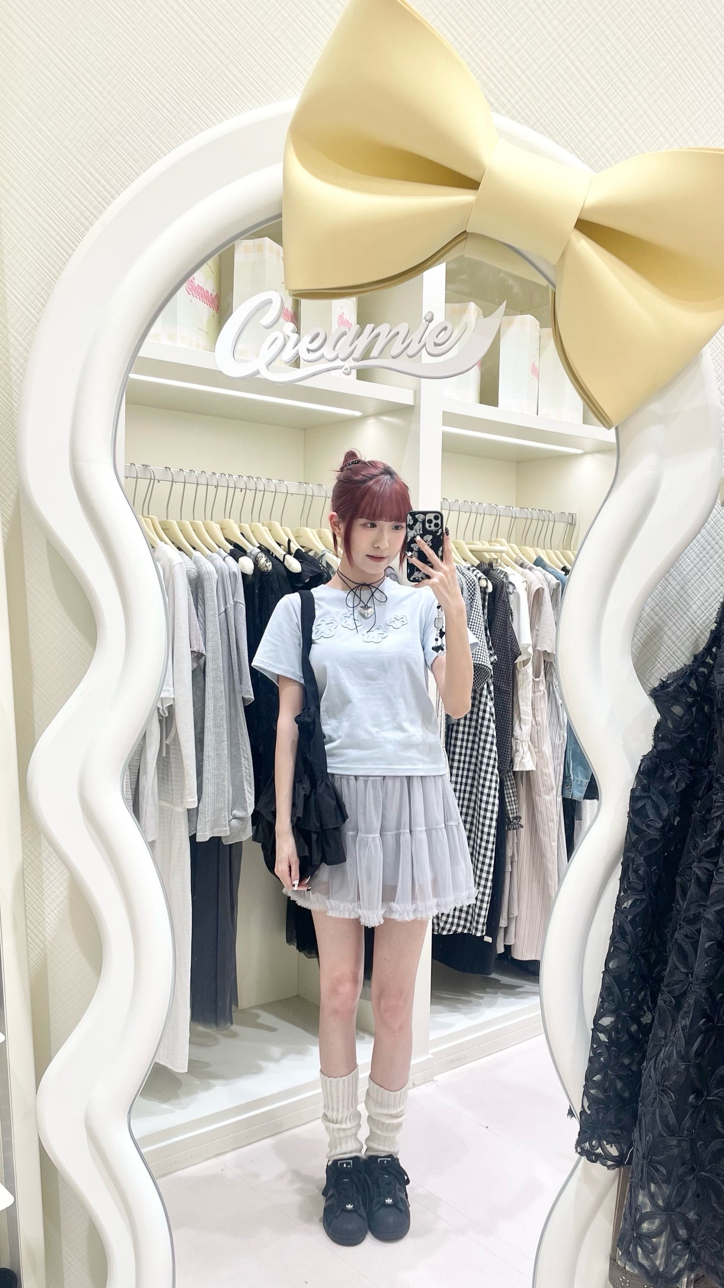 可愛花花短袖上衣搭網紗短裙❤️