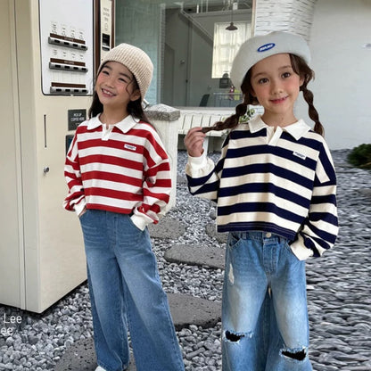 翻領扣鈕間條上衣🧸