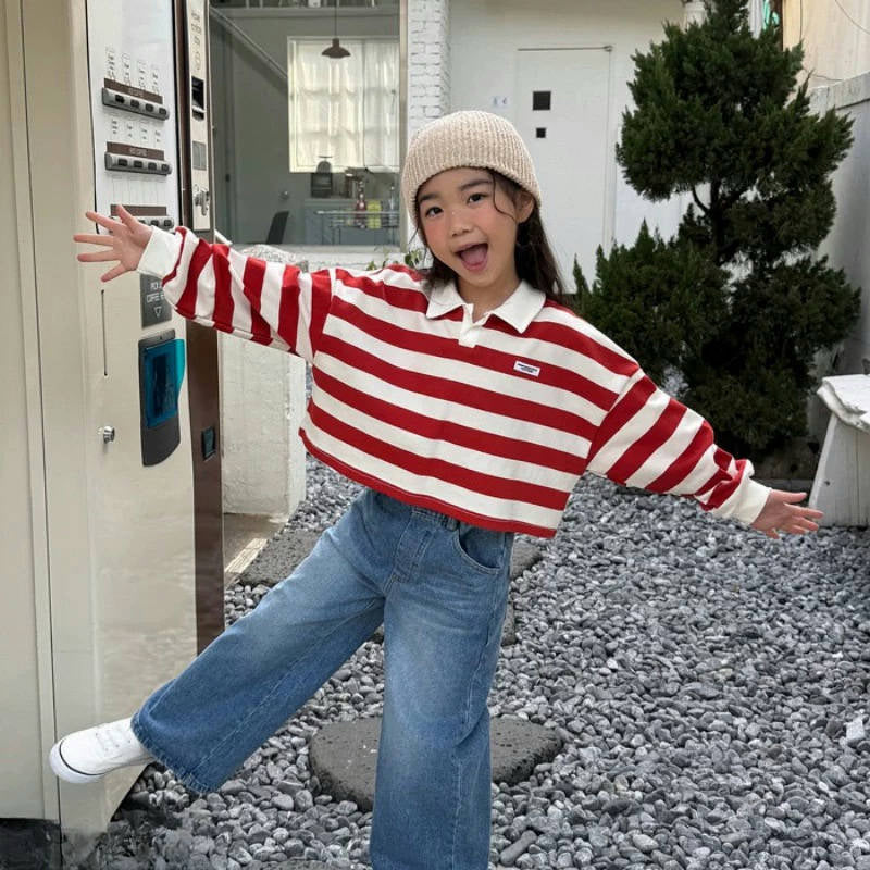 翻領扣鈕間條上衣🧸