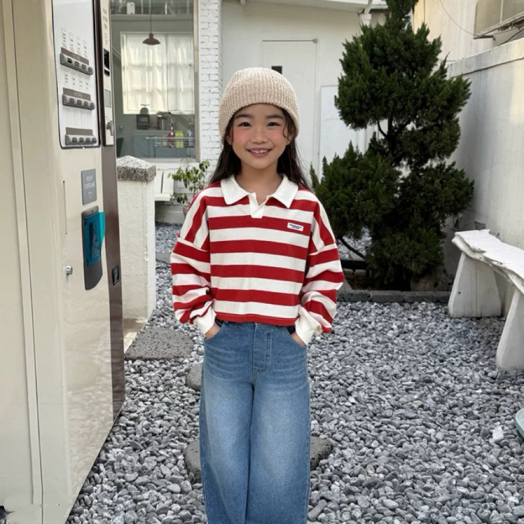 翻領扣鈕間條上衣🧸