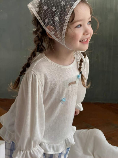 淨色花邊袖上衣🌸